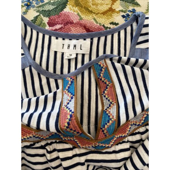 Anthropologie Striped Midi Dress - Navy and White - Picture 8 of 16